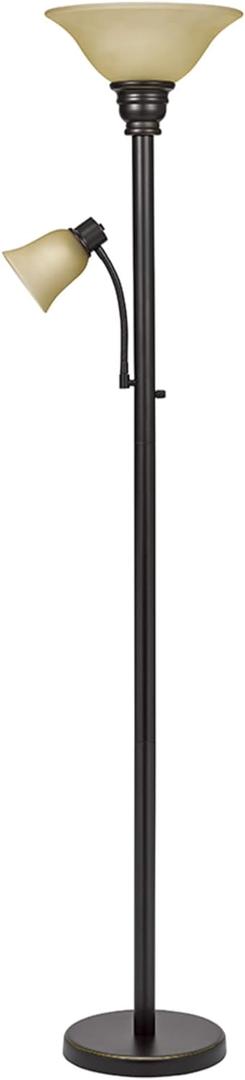 Catalina Lighting 18223-002 Transitional Uplight Floor Lamp with Reading Light, Standing Lamp, Living Room Light, LED Bulb NOT Included,71", Dark Bronze