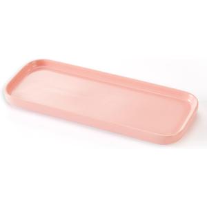 Ceramic Bathroom Tray,Kitchen Sink Organizer Tray,Cosmetics Holder (Pink)