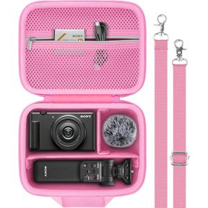 for Sony ZV-1F/ZV-1/ZV-1 II Vlog Digital Camera Hard Carrying Case,Compatible with Tripod(GP-VPT2BT),Microphone and Camera Accrssory(Pink Case)
