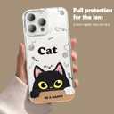 Compatible with iPhone 16 Pro Max 6.9 Case Cute-Black Cat Shockproof Funny Clear Phone Cover for Girls Cat Lovers