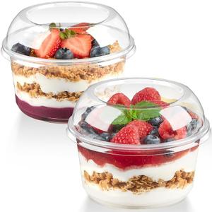 50 Pack 16 oz Plastic Dessert Cups with Lids, Clear Disposable Snack Bowls for Yogurt Parfait, Cake, Fruit, Salad, Acai Bowls