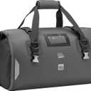 KEMIMOTO Waterproof Motorcycle Dry Bag – Duffle Tail Bag Soft Luggage, 40L Large Capacity with 4 Quick-Release Straps, Dustproof for Touring, Adventure, Motorcycling & Camping Grey, 40L