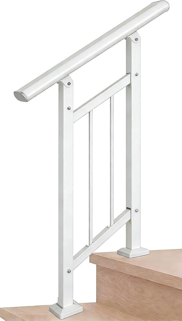 Hand Rails for Outdoor StepsStair Handrail & Indoor Stair Railing KitRailings for Outdoor Steps for Fence & Outdoor Steps (2 Step-White)