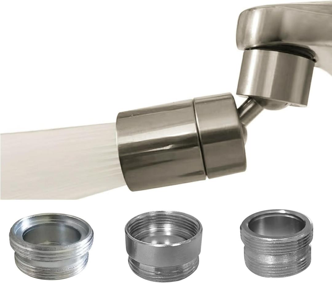 Rotating Faucet Aerator Extender,Nozzle Faucet Adapters, Universal Splash Filter Kitchen Tap Extension, Kitchen and Bathroom Sink Faucet Replacement (Brushed Nickel 80+3 brass adapters)
