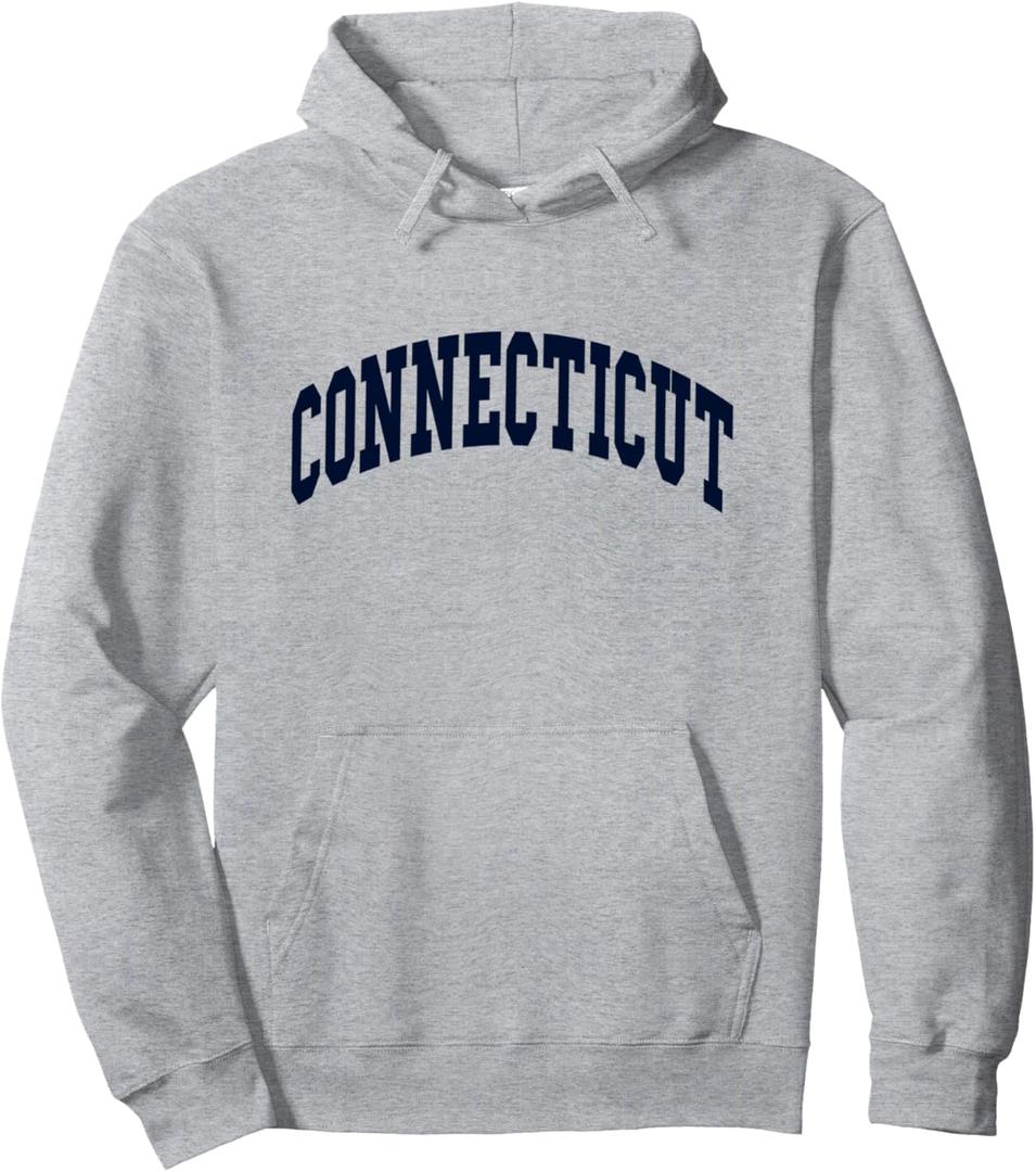 Graphic Apparel Co. CONNECTICUT - Throwback Design - Classic Pullover Hoodie, Small, Grey