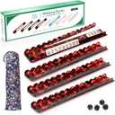 Mahjong Racks with Magnetic Pushers, Set of 4, 20 Inch Red Tortoise Premium Thickened Acrylic Scalloped Mahjong Racks with Pushers for American Mahjong, Gift for Mahjong Lovers