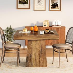LITTLE TREE 31.5" Small Dining Table for 4, Farmhouse Kitchen Table with Walnut Finish, Square Compact Dinner Table for Home Dining Room, Apartments, Office, Living Room & Restaurants, Walnut, 31.5 Inches X 31.5 Inches X 29.53 Inches