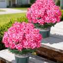 Geraniums Artificial Flowers for Outdoors, 2 Pack Potted Plants Pink Faux Geraniums Bush Artificial Topiaries Realistic UV Resistant Fake Flowers Plants for Planters Outside Gardens Front Door Indoor