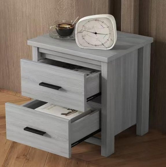 Nightstand, Vintage Two Drawer Wooden Nightstand, Simple and Generous, Large Storage Space, Bedside Table for Bedroom, End Table for Bedroom, Living Room, Small Space, Light Gray