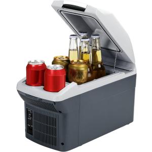 9 Quart (9 Liter) Portable Car Refrigerator & Warmer, 12V Thermoelectric Cooler/Heater for Cars, Trucks, Camping, Travel, Outdoor - Dual-Use Electric Cooler with Car Plug-In