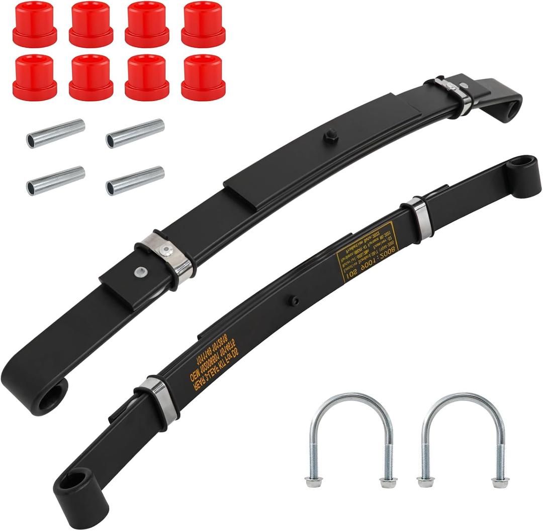 Heavy Duty Rear 3-Leaf Springs Kit for Club Car DS 1981-Up Electric & Gas Golf Cart, Replaces OEM #102006501 1014675 1011149 1012618 Included Bushings Sleeves and U Bolt, Provide Comfort Ride