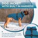 PUMYPOREITY Dog Coat with Harness Built in, Reflective Fleece Jacket, Thick and Warm Winter Coat, Medium Dog Jacket with Zip, Cold Weather Coats for Outdoor, Windproof Pet Snowsuit, Blue, M