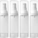 LONGWAY 1oz 30ml Airless Cosmetic Cream Pump Bottle Travel Size Dispenser Refillable Containers/Foundation Travel Pump Bottle for ShampooPack of 6, Frosted Translucent