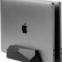Oakywood Vertical Laptop Stand Wood - Adjustable Dual Slot Dock for Desk, Compatible with All MacBook Pro, MacBook Air, iPad, Handmade Black Stained Oak, Computer Stand, Holder for 2 Devices