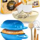 CRUSTLOVE Loaf Pan for Bread Baking - incl Sourdough Bread-Baking Supplies like Banneton Bread-Proofing Basket - 2QT Enameled Oval Cast Iron Dutch Oven, Bread-Oven, Sour Dough Bread-Banking-Pan Tools