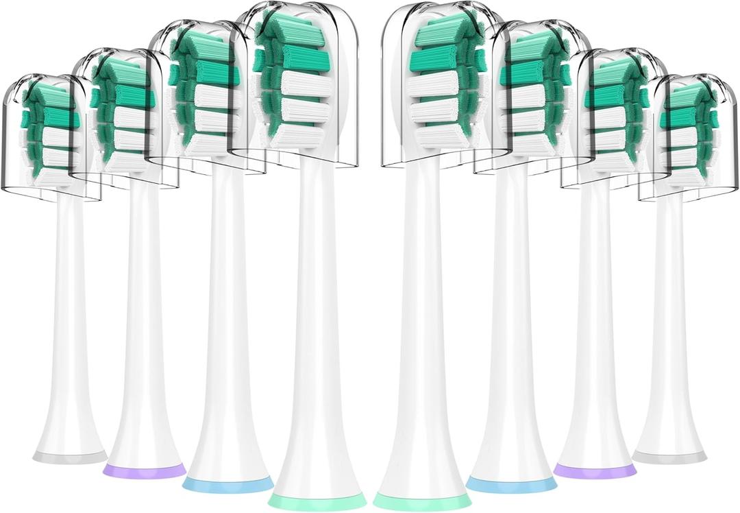 Replacement Toothbrush Heads for Philips Sonicare Replacement Heads, Electric Replacement Brush Head Compatible with Phillips Sonicare Electric Toothbrush, for Philips Sonic Care Brush,8 Pcs (1 Count (Pack of 8), Dark Green-white)