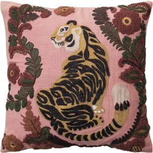Embroidered Tiger Throw Pillow 20 x 20 Inch