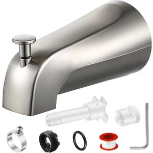 Enhon Tub Spout, Universal Fits 1/2'' Copper Pipe, 1/2'' IPS and 3/4'' IPS, Bathroom Bathtub Tub Faucet Replacement with Adapters(with Diverter,Brushed Nickel)