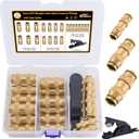 CheeMuii 23 PCS Brass DOT Air Line Fittings Kit 1/4 3/8 1/2 DOT Quick Connect Air Fittings Straight Union Push to Connect Air Hose Fittings for Semi Truck Trailers Air Brake System