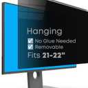 Hanging Privacy Screen Protector for Monitor (Fits 21-22 Inch Frameless), 30+ Full Privacy & 95% Light Blocking, Instant Setup, 87% Blue Light & 97% UV Block, Office Data Security & Eye Protection