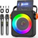Karaoke Machine with 6.5" Speaker & Instrumental Mode, Portable Bluetooth 5.3 Karaoke Speaker with 2 Wireless Microphones for Adults, PA System with Echo Adjustment, Support TWS/TF Card/USB/AUX/Live