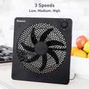 HOLMES 10" Personal Fan, Rechargeable Battery, 3 Speed Settings, Lightweight and Portable, USB Cable, Carrying Handle, Home and Office, Black Finish