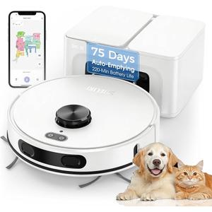 SHELIKI Robot Vacuum and Mop, 3-in-1 Robotic Vacuum Cleaner with 70-Day Self-Emptying Base, 360° LiDAR Navigation & Smart Mapping, 6000Pa Strong Suction for Pet Hair, Carpets & Hard Floors