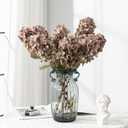 Ttranewsoo Fake Flowers Hydrangea Silk Flowers with Stems,Brown Flowers Fall Hydrangea Artificial Flowers,Winter Flowers Artificial for Decoration Vase Indoor and Outdoor 24"Brown 8PCS Wthout Vase