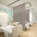 Flame Retardant Hospital Curtain Room Divider, Grommet Cubicle Curtain Divider Privacy Curtain for Hospital, Medical Clinic, Lab,School(1 Panel, 9x8FT,Grey)