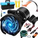 RV Macerator Pump 12V, 12GPM Self-Priming Macerator Pump for RV Kit with Storage Box and Hose, Suction 3.2 FT RV Sewer Pump System for Camper