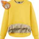 TACVASEN Women's Crewneck Sweatshirt Fleece Lined Sherpa Pullover Winter Shirt Warm Sweaters Long Sleeve Tops (Yellow)
