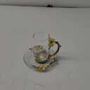 Tea Mugs for Women Glass Tea Cup with Lid Spoon Saucer Lily Flower Coffee Mug Unique Mothers Day Gift Christmas Gift(12oz Yellow)