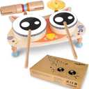 Stoie's Owl Drum Set for Babies and Toddlers 3-5 Years Old- Wooden Percussion Musical Instruments for Kids with Cymbals, Tambourines, Drumsticks, Durable, Safe to Play, Clear Sound, Easy-to asseble