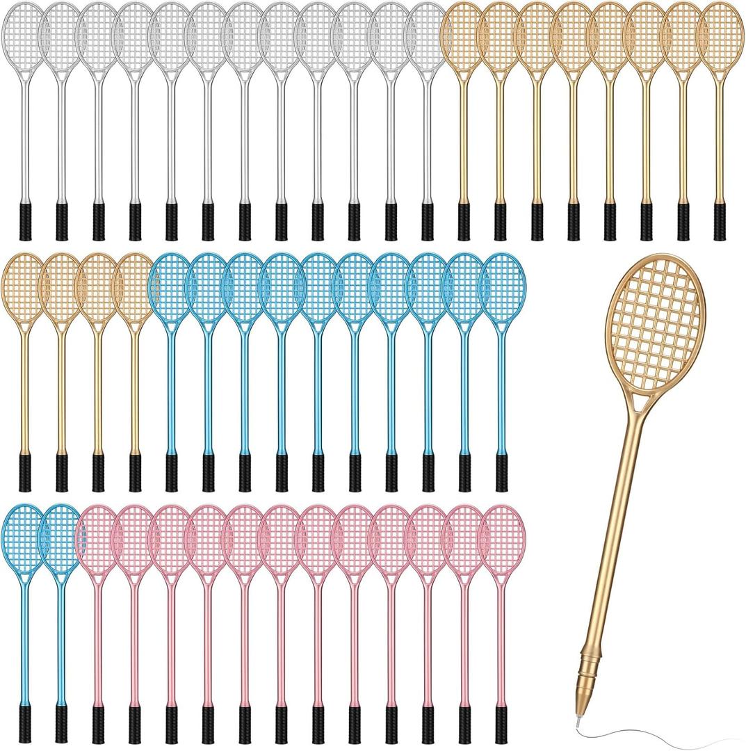 60 Pcs Tennis Racket Gel Pens Tennis Party Favors Sport Gifts for Team Fidget Toy Novelty Badminton Rollerball Pens for Home Office School Student