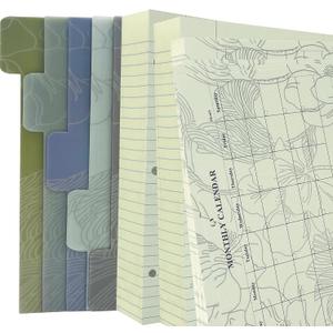180+28 Mini 3 Ring Binder Paper for 5.5 x 8.5, 3-Hole Loose Leaf Lined Refill Filler Paper with Undated Monthly Calendar Refillable Planner Inserts, College Ruled