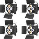 Stage Lights with Barn Doors, LED Par Lights Warm & Cool White Spotlights, Sound Activated DMX512 Professional Par Can Light for Theater Church Events Wedding Studio Concert 4 Packs