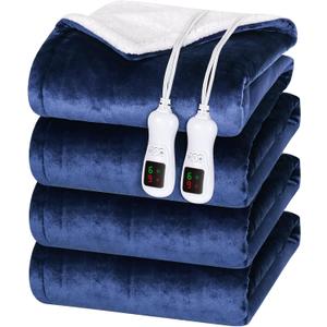 Electric Heated Blanket Queen Size, Heating Blankets for Home, Navy Blue, Queen 84" x 90"