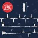 PREXTEX 100-Count Ultra Bright Christmas Lights - 20 ft Clear StringLights on White Wire - Incandescent Xmas TreeLights for Indoor and Outdoor Decorations