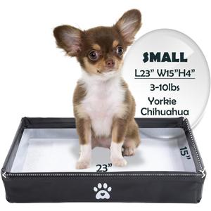 MEEXPAWS Dog Pee Pad Holder Tray Foldable, Puppy Pad Holder Liner Base High Side, Dog Litter Box Indoor for Small Dog 23 x15 in, Training Pad Holder Leak-Proof, Potty Pad Holder for Dogs Easy Clean
