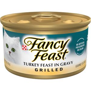 Purina Fancy Feast Grilled Wet Cat Food Turkey Feast in Wet Cat Food Gravy - (Pack of 24) 3 oz. Cans (EXP 04/01/28)