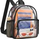 Lyingflat Clear Backpack for Stadium Events 12x12x6 Small Clear Backpack for Concert Sport Events Work, Black