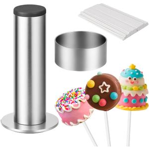 Juome Circle Cake Pop Mold Kit, Round Cake Pop Cutter and Pusher Cake Pop Maker with Sticks, Cake Pop Supplies Accessories, Baking Tools for Home Baking Desserts