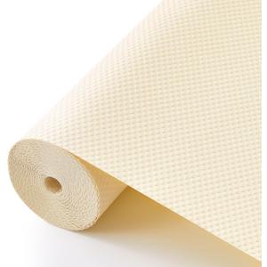 100% EVA Shelf Liner for Kitchen Cabinet, 12" x 240" Drawer Liners Non Adhesive Non Slip Waterproof Plastic Paper, Dresser Pantry Bathroom Refrigerator Protector, Cream