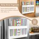9.5'' Large Acrylic Straw Holder for Cabinet Door  Reusable Straw Organizer Storage Dispenser, Space-Saving Kitchen Accessories with Strong Adhesive, Transparent Cupboard Door Mounted Container