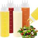 4Pack 23oz Plastic Squeeze Condiment Bottles 3 Holes Sauce Squeeze Bottle 680ml Squirt Bottles for Syrup Ketchup Dressing Oil Honey