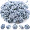 50 Pcs Artificial Flowers, 3.2 Inches Silk Rose Head Flowers Fake No Stem for Wedding Bridal Bouquet Home Floral Decor DIY Centerpieces Arrangements Party Tables Decoration(Dusty Blue)