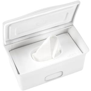 Ubbi Baby Wipes Dispenser, Baby Wipes Case, Baby Wipes Holder with Weighted Plate, Keeps Wipes Fresh, Non-Slip Rubber Feet, White