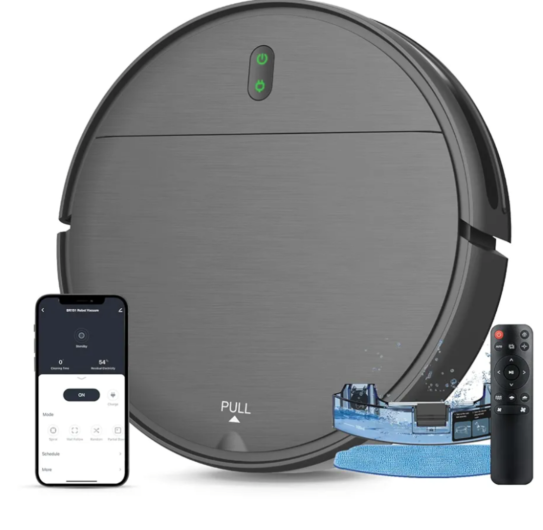 MAMNV Robot Vacuum and Mop Combo, WiFi/App, Vacuum and Mop Robot with Schedule, 2 in 1 Mopping Robot Vacuum with Watertank and Dustbin, Self-Charging, Slim, Ideal for Hard Floor, Pet Hair, Carpet