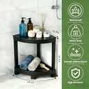 Shower Foot Rest 16in, HIPS Shower Stool for Inside Shower, Waterproof Corner Shower Stool with Storage Shelf for Inside Small Shower Spaces, (Black)