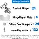 Cabinet Hinges - 24 Pack for 1/2 inch Overlay Cabinet, Face Frame Concealed 105Deg Self Closing Hinges, Stainless Soft Close Cabinet Door Hinges with Mounting Screws and Repair Plate